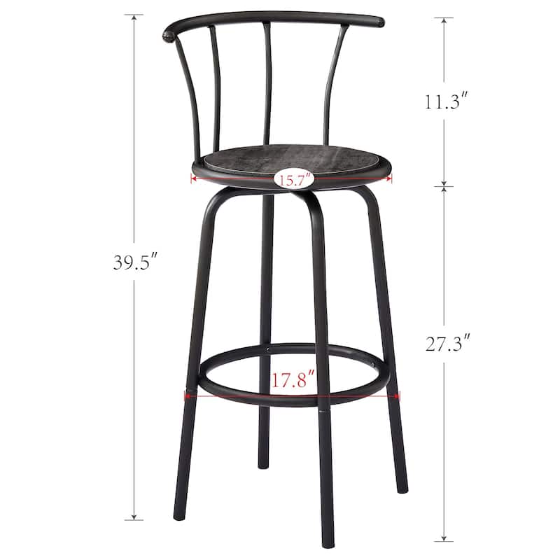 Javlergo Set of 2 360° Swivel Bar Stools with Fan-Shaped Backrest 330lbs Heavy Duty Bar Stools for Kitchen Breakfast Nook
