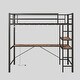 preview thumbnail 11 of 9, Brown+Black Led Loft Bed with Desk and Outlets and Shelves,Twin Size for Kids