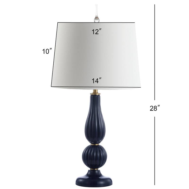 Carter 28" Glass/Metal LED Table Lamp, White Pearl by JONATHAN Y