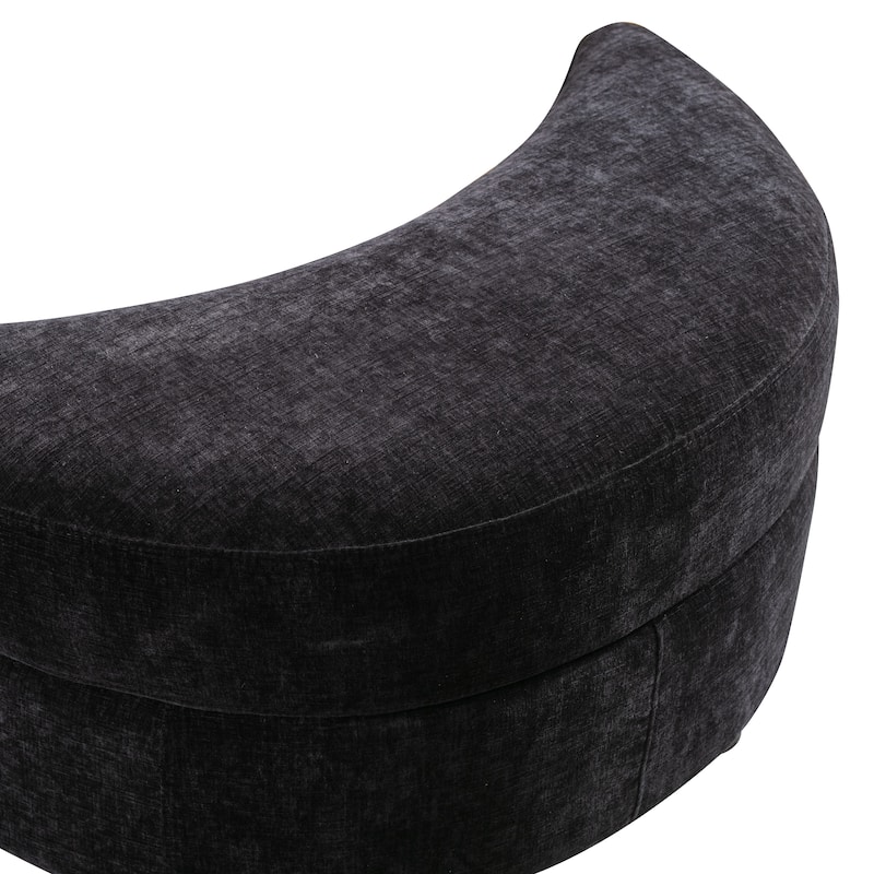 32.7" W Upholstered Half Moon Storage Ottoman Footrest Footstool