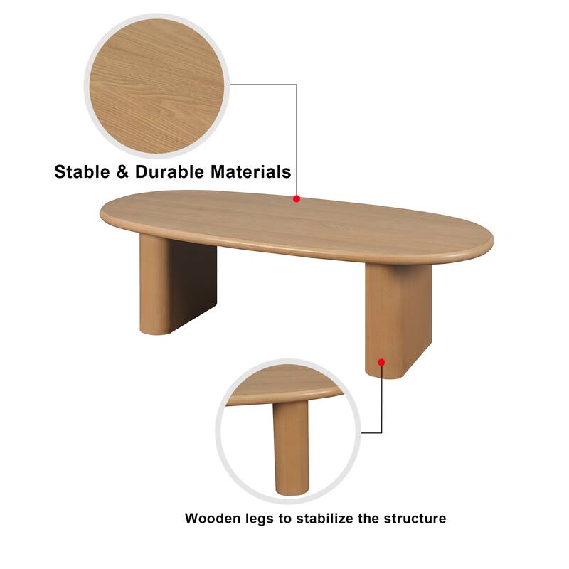 51'' Tapered Tabletop Coffee Table, NATURAL WOOD/BLACK