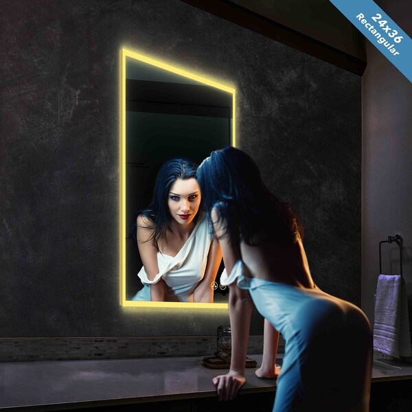 BED & BATH BEYOND ウォールミラー 　鏡　ミラー　46x56 Smart Bathroom LED Mirror with Antifog, Dimmer, Adjustable