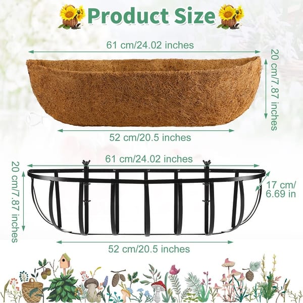 3 Pieces Window Baskets 24 Inch Window Deck Planters Boxes Railing ...