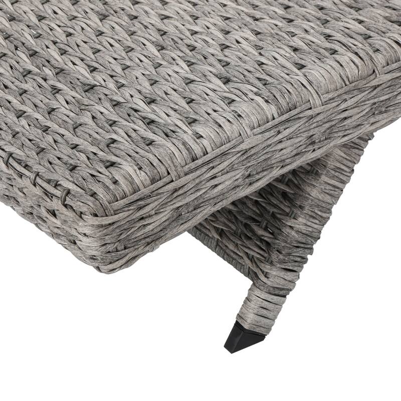 2-Piece Outdoor Wicker Lounge Chair with Armrests, All-Weather Patio Chaise Chair Rattan Recliner, No Cushion Needed
