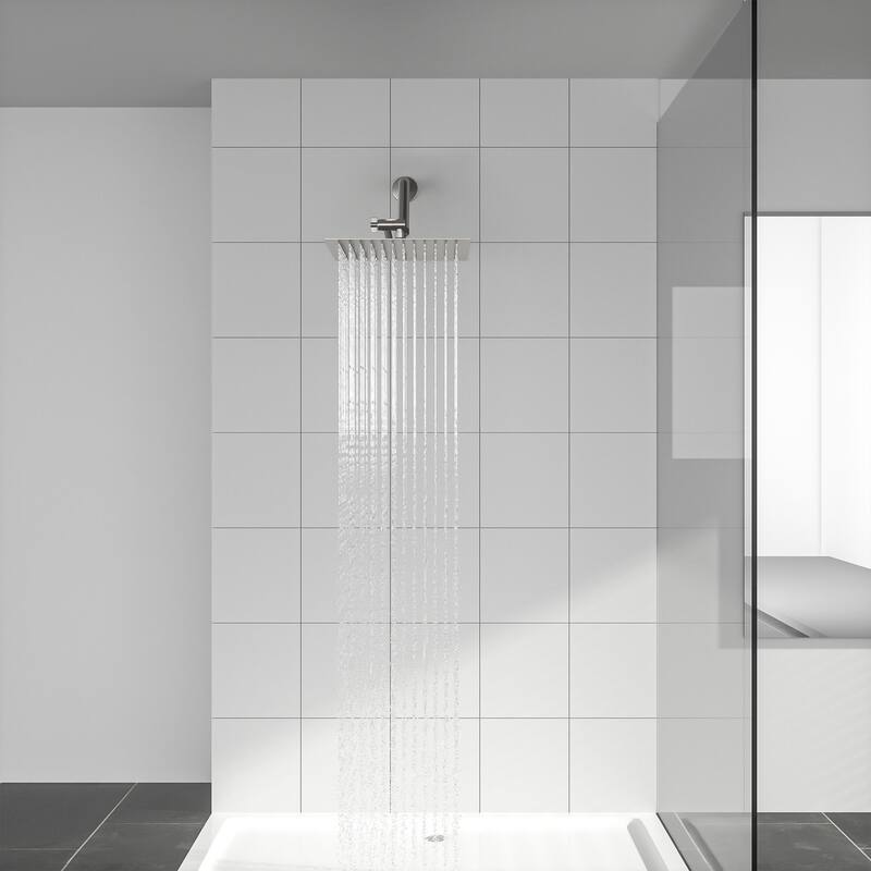 Lordear 10 Inch High Brushed Finish Square Shower head with 11 Inch Arm