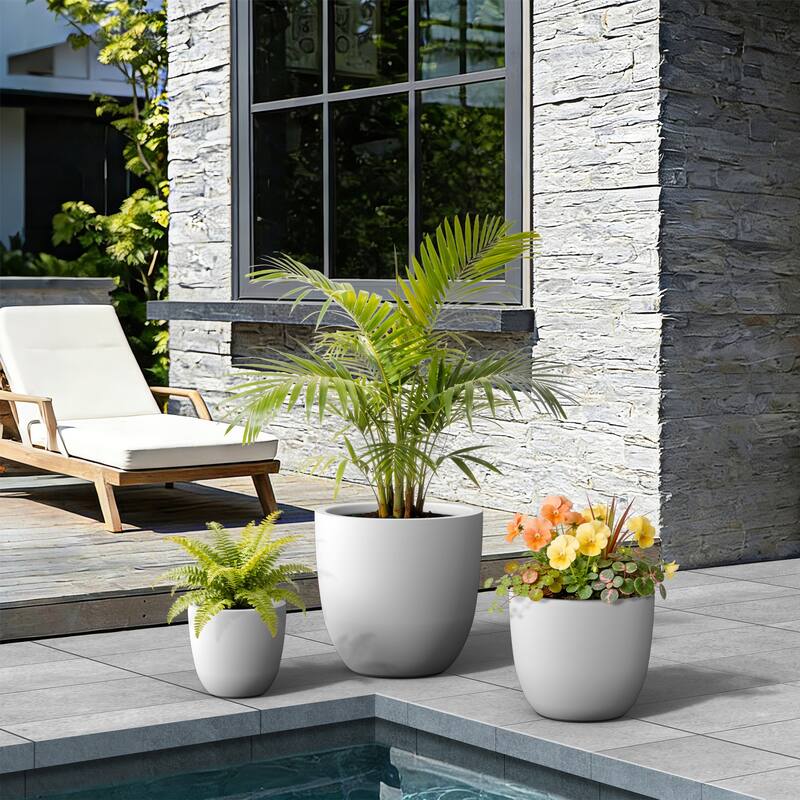 Concrete Tall Round Pot for Indoor & Outdoor(Upgraded Interior)