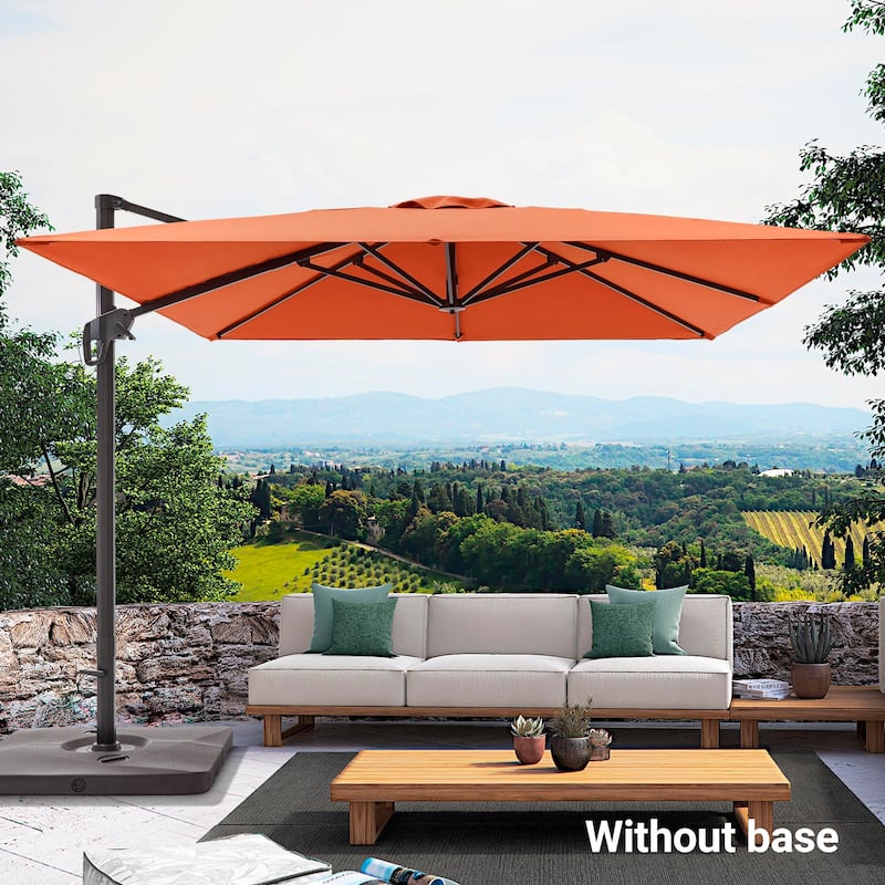 LIVOOSUN 10x10ft Cantilever Patio Offset Hanging Umbrellas - Red
