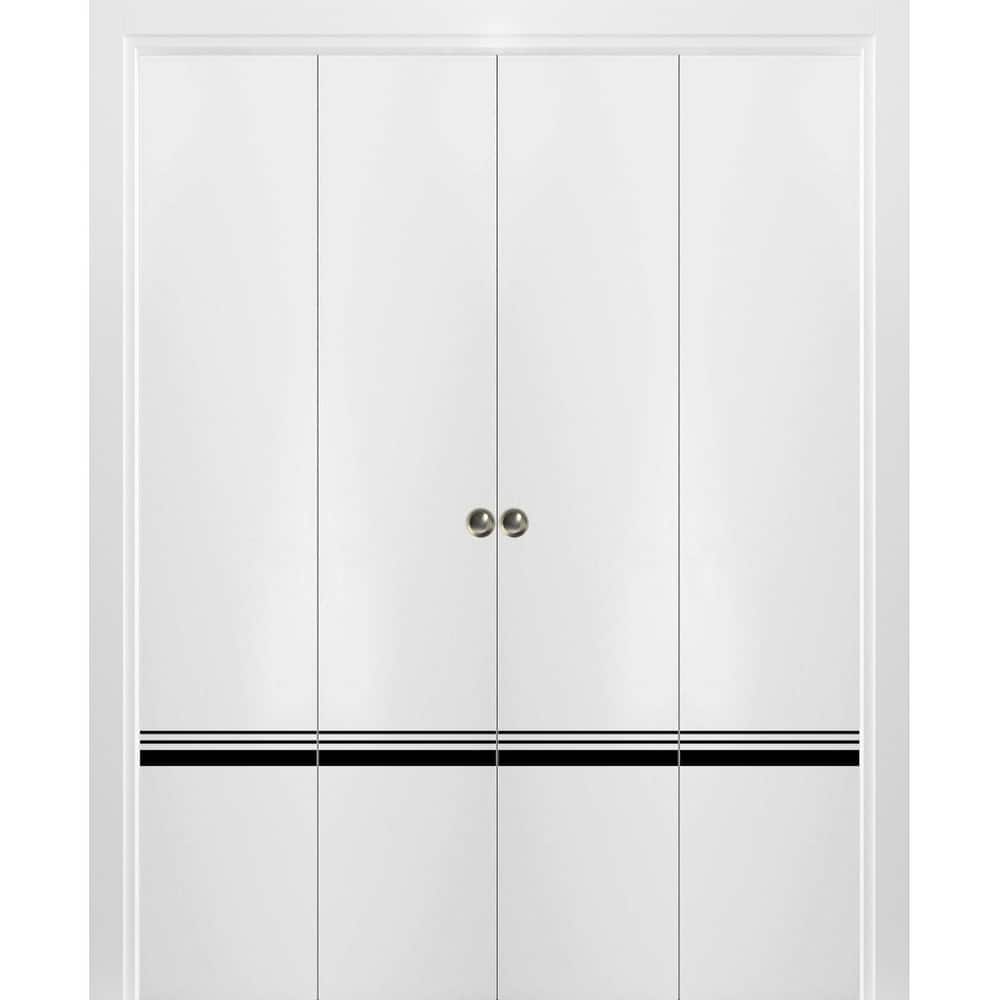 Double Bi-fold Doors Planum 0012 White Silk with Sturdy Tracks