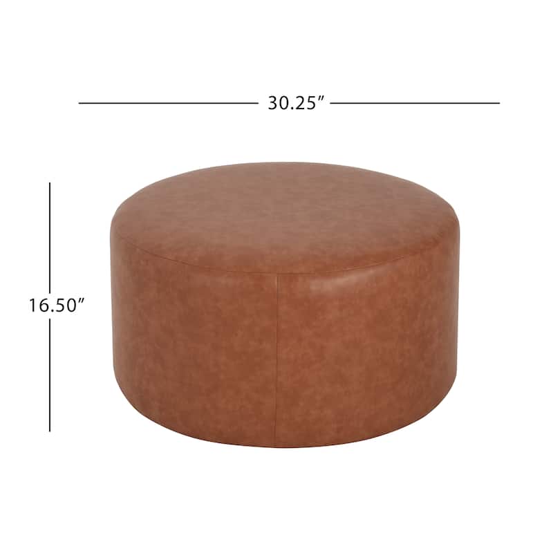 Olias Velvet Upholstered Round Ottoman by Christopher Knight Home