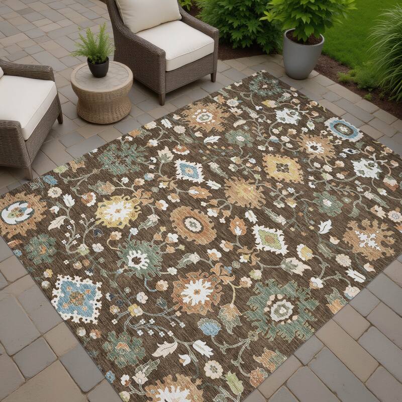 Machine Washable Indoor/ Outdoor Traditional Marci Chantille Rug