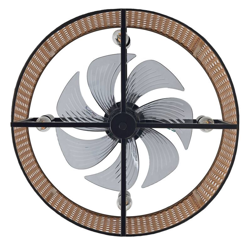 GetLedel 18-in Rattan Caged Ceiling Fan with Light and Remote