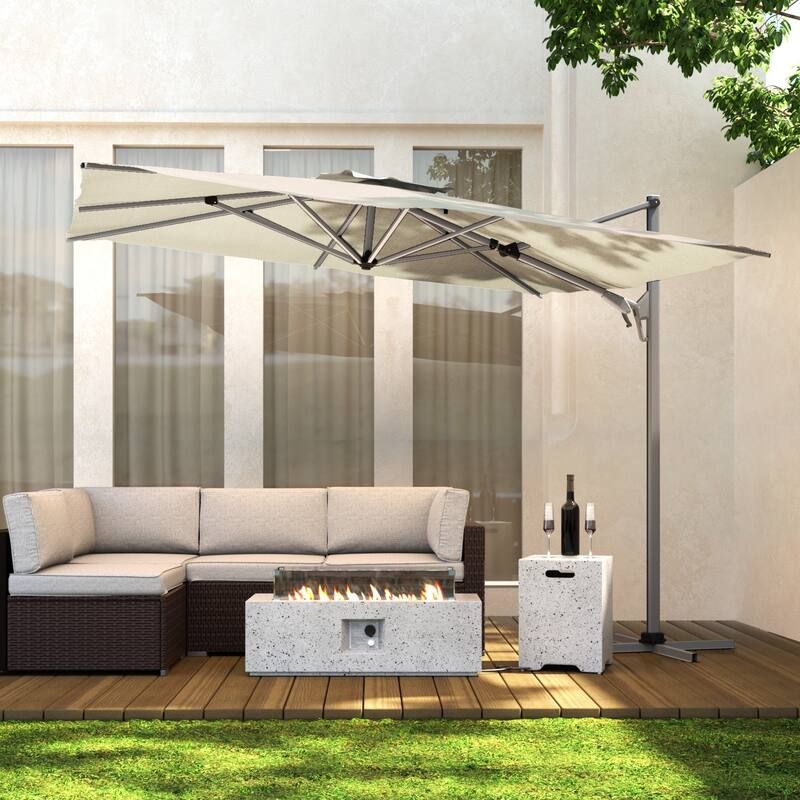 Outdoor 13' x 10' 360 Degree Rotation Double Top Cantilever Umbrella