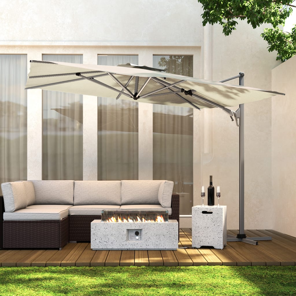 Outdoor 13' x 10' 360 Degree Rotation Double Top Cantilever Umbrella