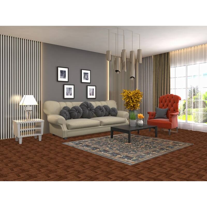 Floral Blue Oushak Vegetable Dye Square Rug Hand-Knotted Wool Carpet - 5'2" x 5'5"