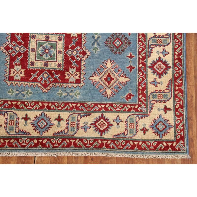 Light Blue Kazak Rug Handmade Oriental Wool Carpet - 5'0" x 7'4"
