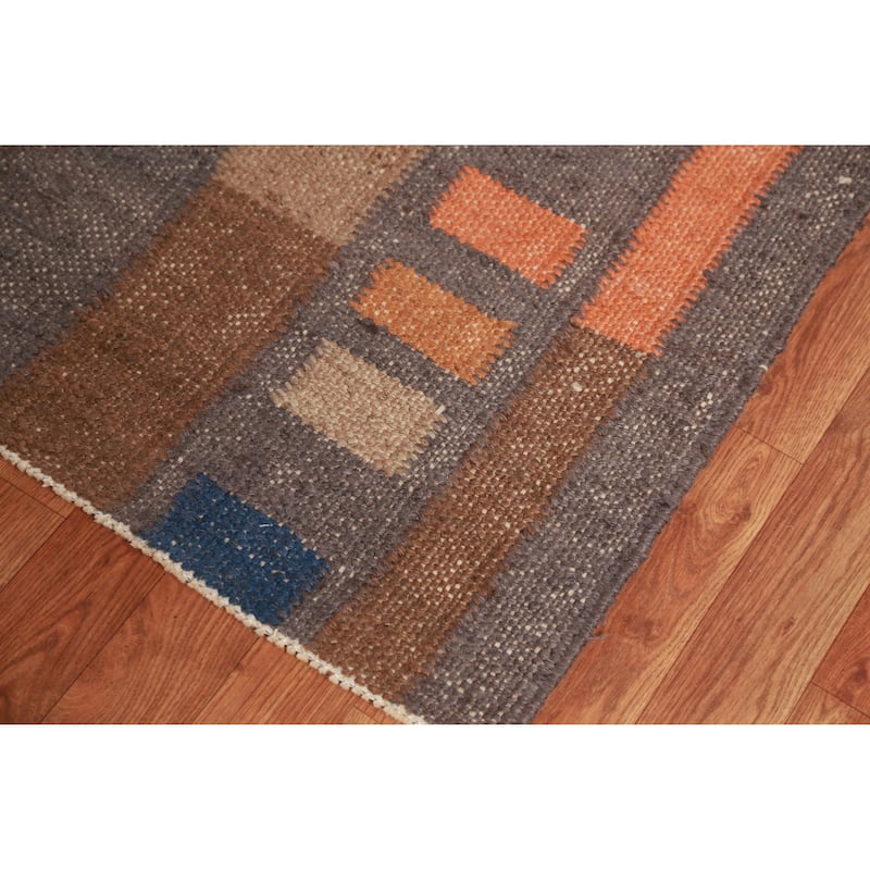 Hand Woven Oriental 100% Jute Carpet Southwestern Modern Greys & Charcoal Kilim Area Rug - 10' 0'' X 8' 7''
