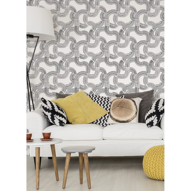 NuWallpaper Noir Hokime Peel & Stick Vinyl Wallpaper - 216in x 20.5in x 0.025in