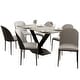 preview thumbnail 1 of 17, Voren 7-Piece Dining Set 55-Inch Rectangular Sintered Stone Dining Table and 6 Upholstered Chairs with Gold Base Black/White