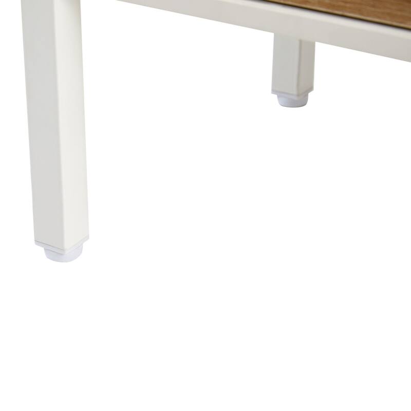 40.16" Mordern Rattan Coffee Table with Sliding Door and Metal Legs