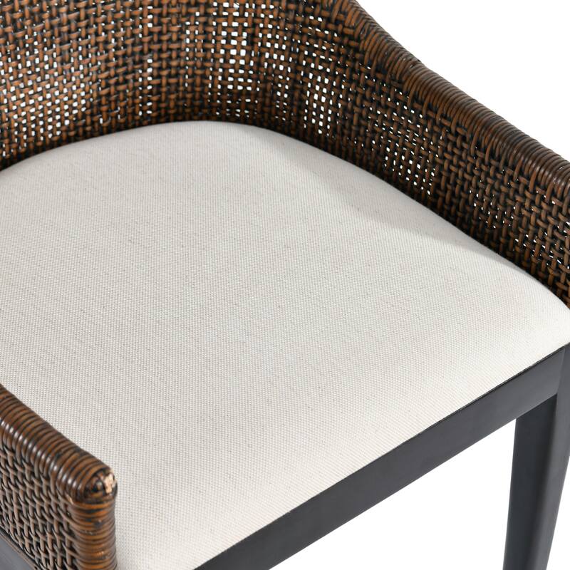 Boho 18" Seat W Rattan Accent Chair Mahogany Leg Base