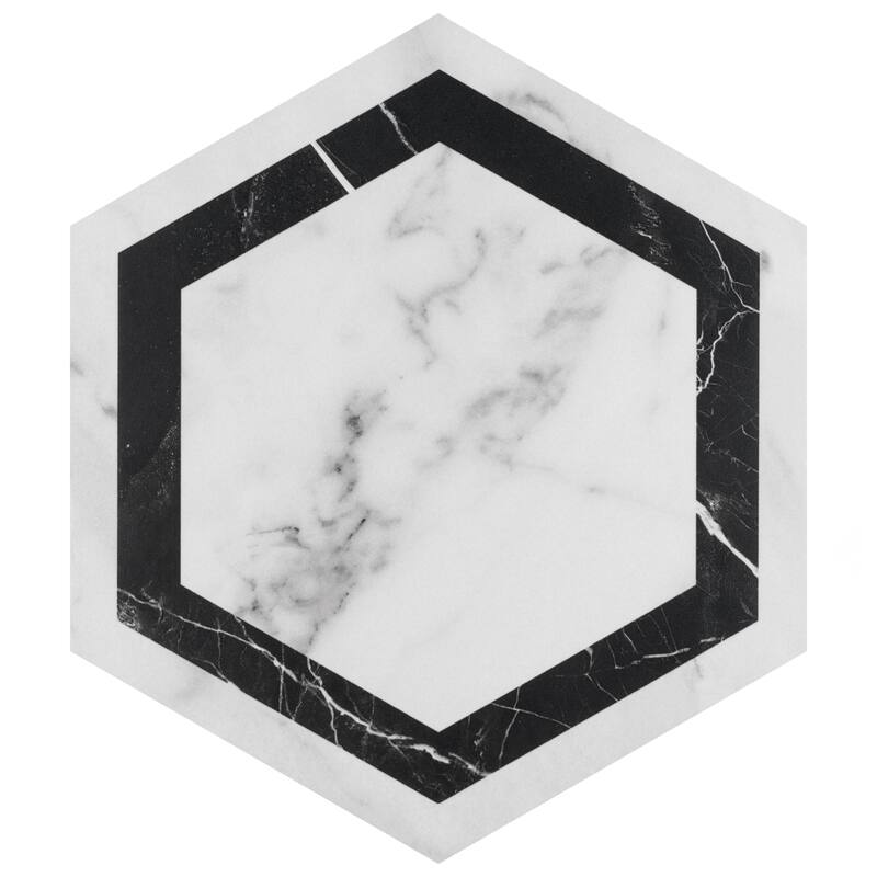 Merola Tile BioTech Hex Venato Deco Dark 11" x 13" Porcelain Floor and Wall Tile