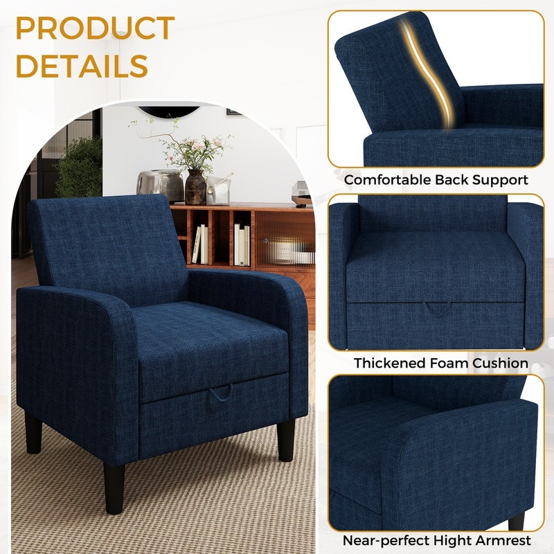 Versatile Single Sofa Chair with Hidden Storage Accent Chair - N/A
