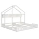 preview thumbnail 9 of 10, Wood Twin Size House Platform Beds with Guardrails and Storage Shelves, Creamy White Finish for Safety and Style
