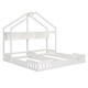 preview thumbnail 9 of 7, Wood Twin Size House Platform Kids Beds Frame, 2-Shared Beds with Shelves, Guardrail, Safe Design, Easy Assembly, Creamy White