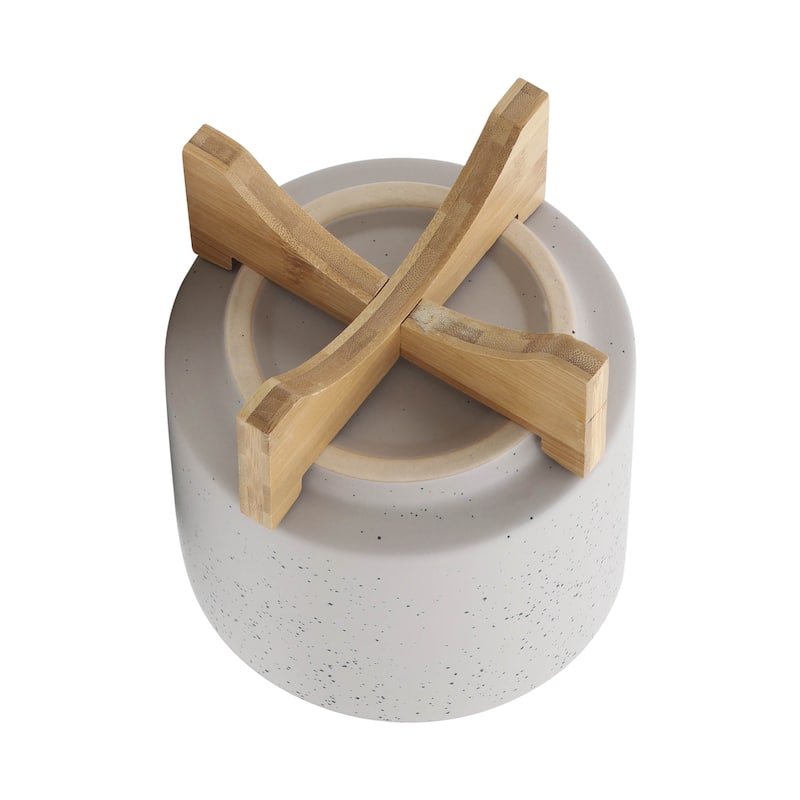 Sagebrook Home Ceramic Planters with Bamboo Stand Indoor/Outdoor