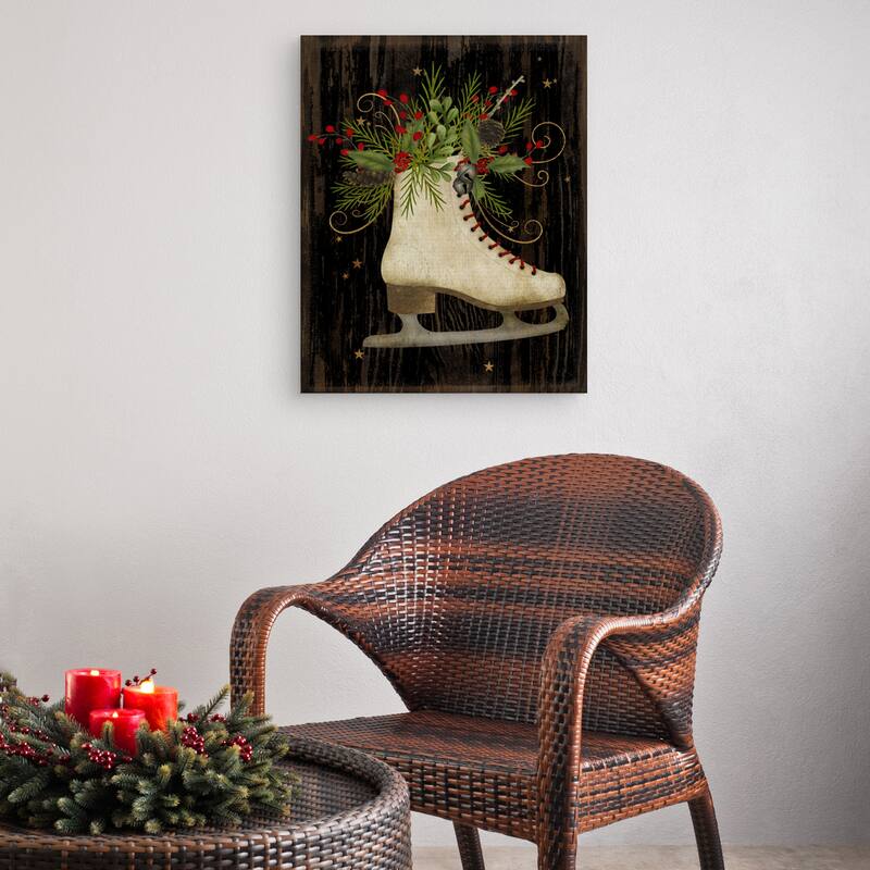 Floral Ice Skates Canvas Art Print