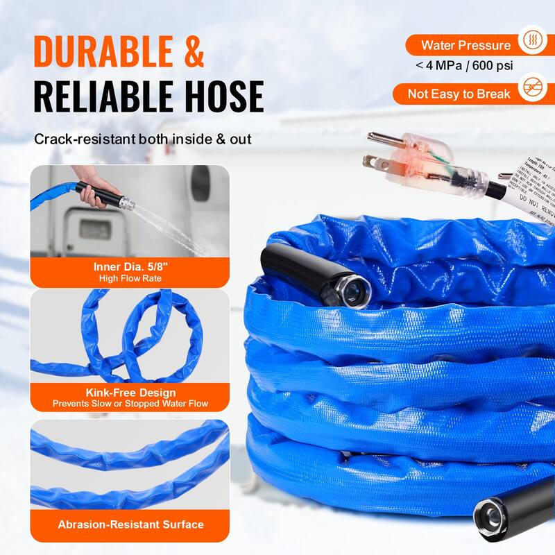 Heated Water Hose for RV, Heated Drinking Water Hose with Corrugated Cover Antifreeze to -45°F, Automatic Self-regulating