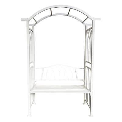 Aluminum Garden Arch with 2-Seater Bench - N/A