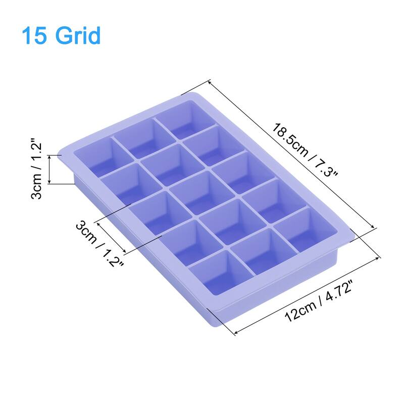 3 Pack Silicone Ice Cube Tray for Freezer 15 Cube Per Tray