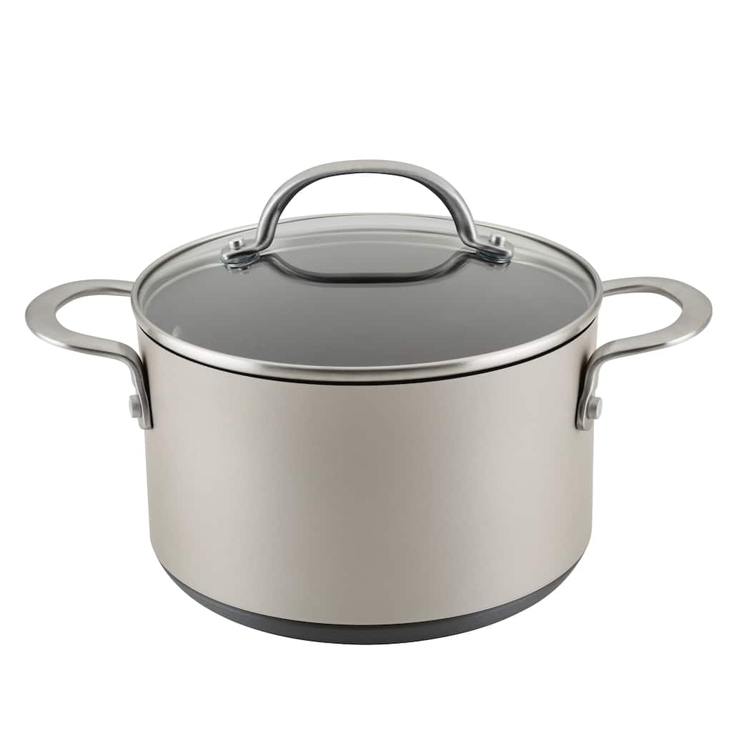 Achieve Hard Anodized Nonstick Saucepot with Lid, 4 Quart, Teal