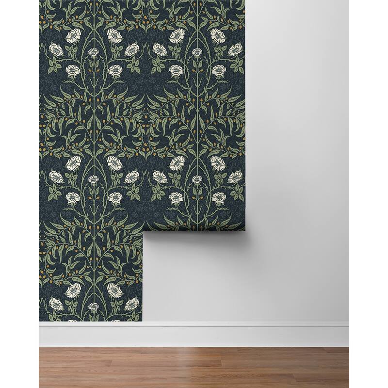 Seabrook Designs Stenciled Floral Prepasted Wallpaper
