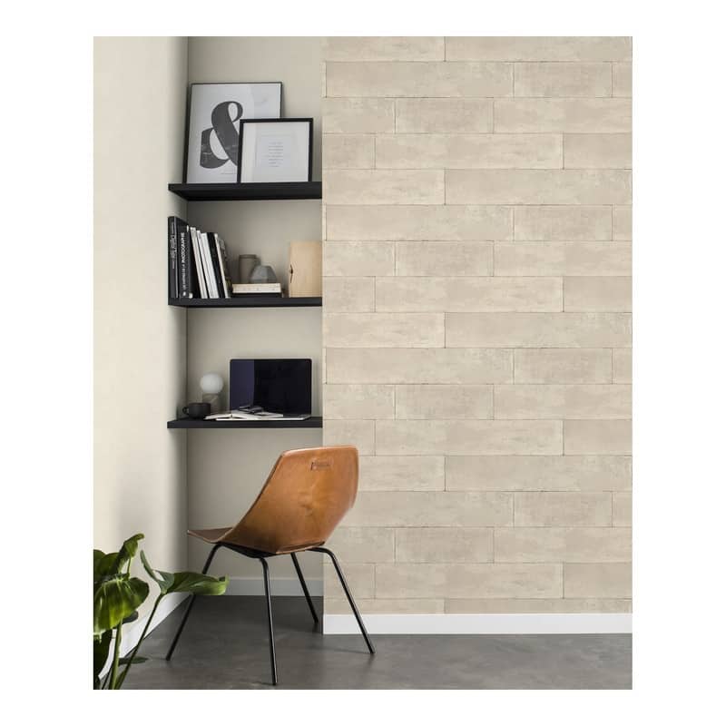 Advantage Lanier Neutral Stone Plank Wallpaper - 21 x 396 x 0.025
