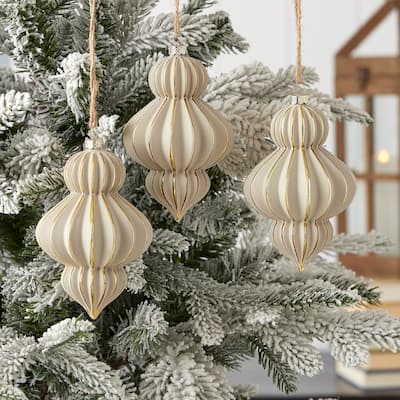 Gesso Finial Glass Ornament 120mm Set of 3 - Stone