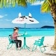 preview thumbnail 19 of 34, Outsunny Kids Picnic Table and Chair Set for Patio Backyard with Removable & Height Adjustable Sun Umbrella White, Blue