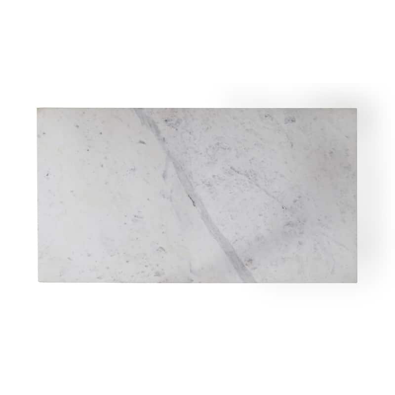 Sevita Anastasia Rectangular White Marble Coffee Table with White-Wash Spindle Base, 52" L x 30" W x 19" H