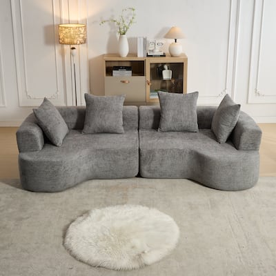 XINMICS 106.3'' Modern Modular Sectional Sofa, 4 Seater U-Shaped Compression Couch with 4 Throw Pillows, No Assembly Required