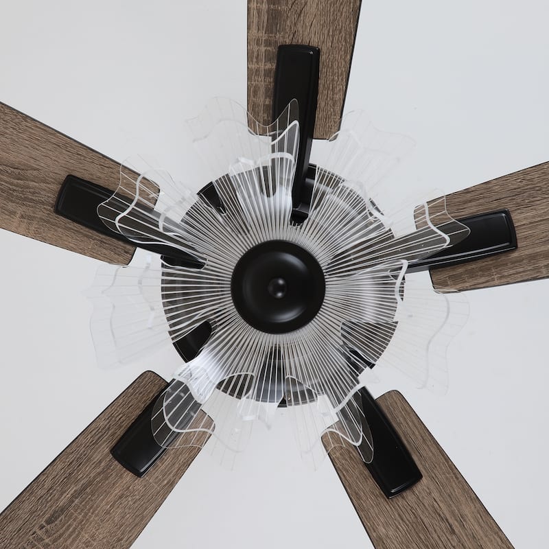 52-inch Industrial Acrylic Matte Black DC Ceiling Fan with Light and Remote