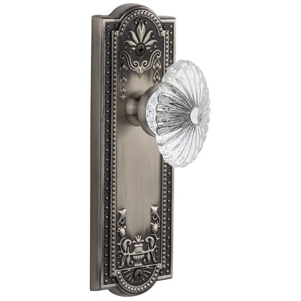 Grandeur PARBUR_PSG_234 Parthenon Solid Brass Rose Passage Door Knob Set with Burgundy Crystal Knob and 2-3/4" Backset