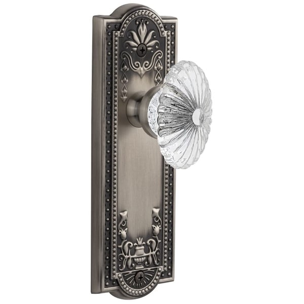 Grandeur PARBUR_SD_NA Parthenon Solid Brass Rose Single Dummy Door Knob with Burgundy Crystal Knob