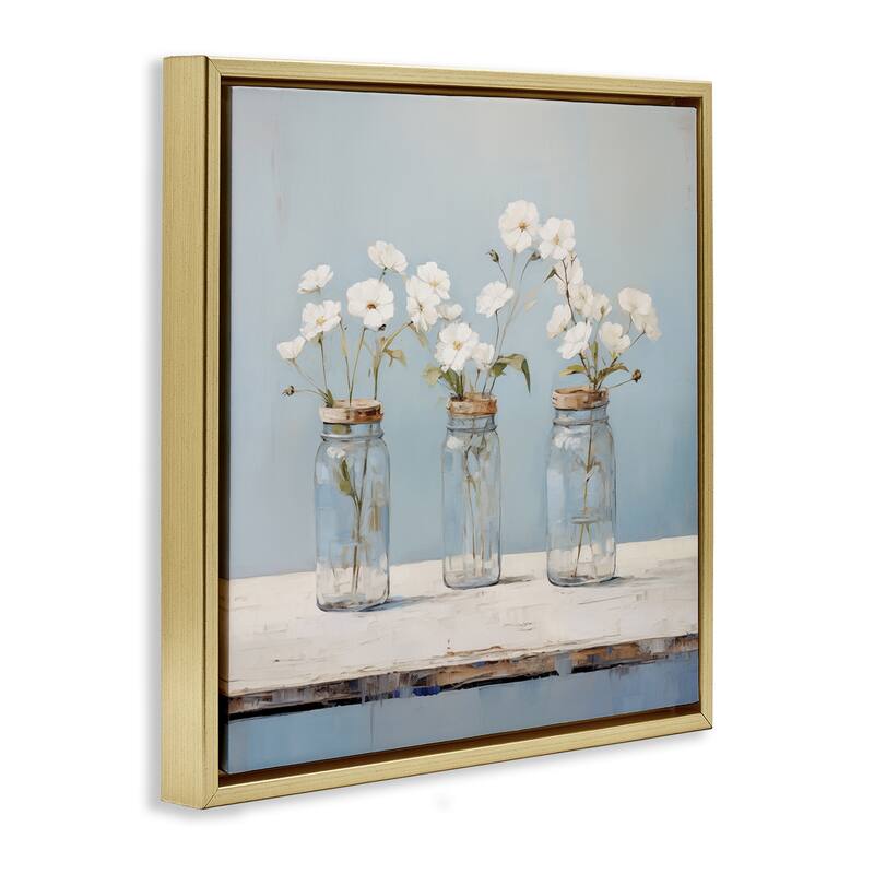 Stupell Country Jar Bouquet Trio Framed Floater Canvas Wall Art Design By Arlington Prints