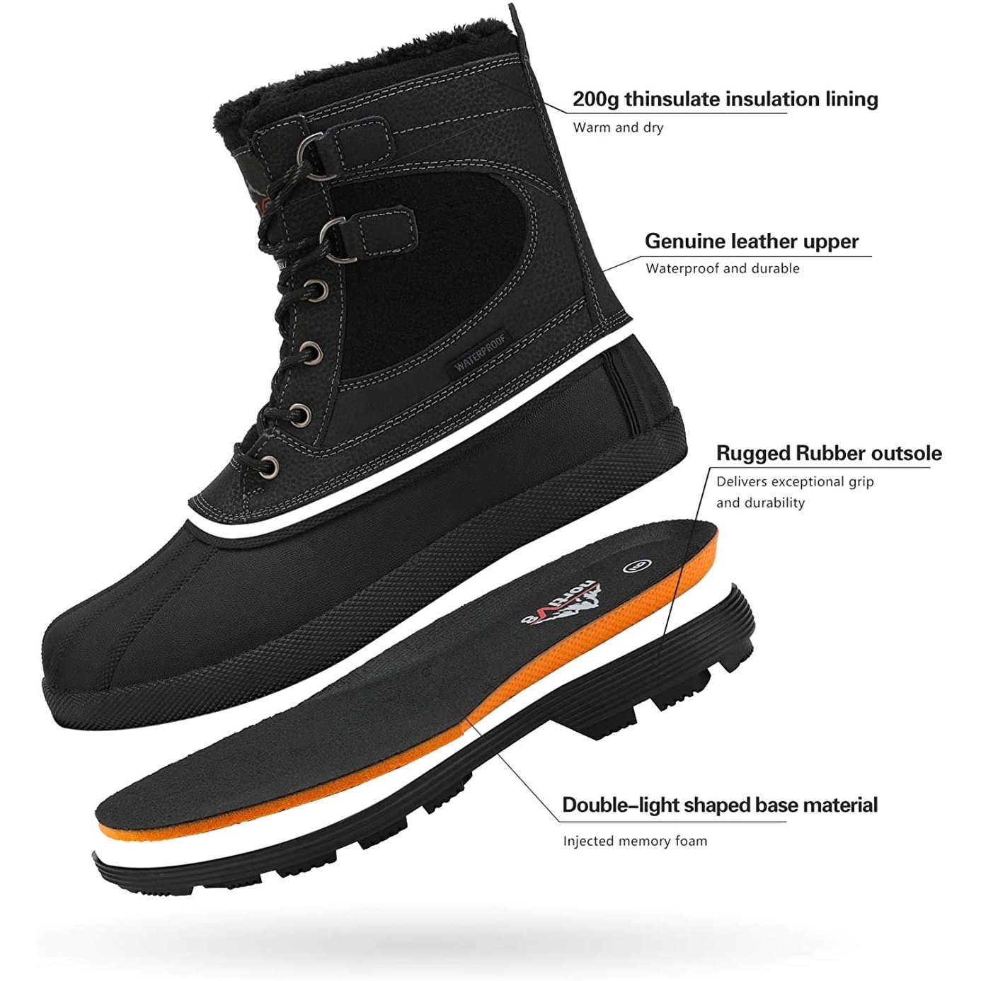 nortiv 8 men's waterproof winter hiking snow boots