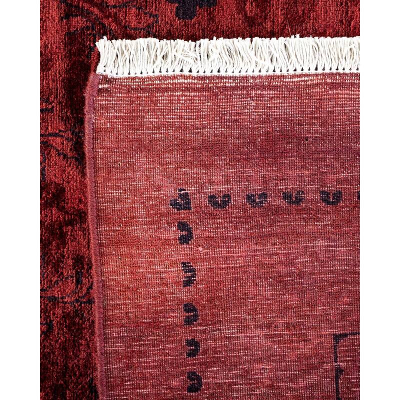 Overton Hand Knotted Wool Vintage Inspired Modern Contemporary Overdyed Red Area Rug - 12' 2" x 15' 3"