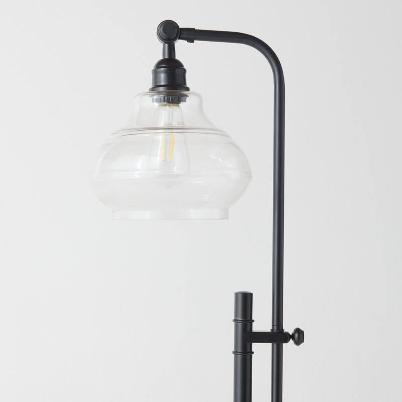 Brightech Austin 69 in. Classic Black Mid-Century Modern Height Adjustable LED Floor Lamp with Clear Glass Bowl Shade