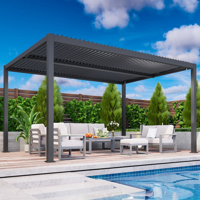 12' x 16' Aluminum Pergola with Adjustable Louvered Roof