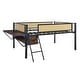preview thumbnail 33 of 33, Full Size Led Loft Bed Frame Double Bed with Rectangular Desk, Led Lights, With Storage Shelves And Hanging Storage