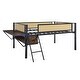 preview thumbnail 39 of 37, Metal Loft Bed with Desk, Rattan Loft Bed Frame with Hanging Storage